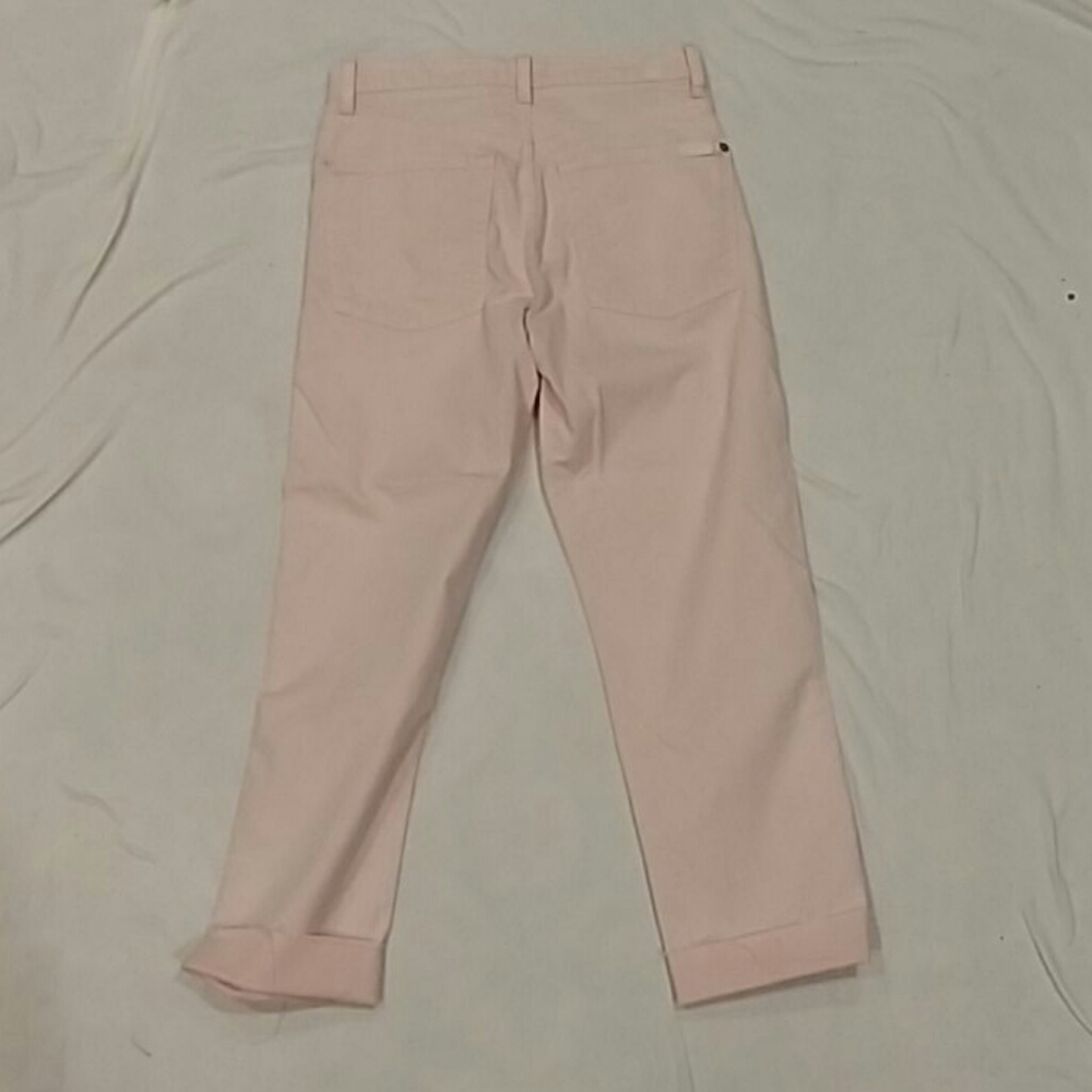 7FAM jeans high rise cropped Straight pink 26W/23Ins nwot - Picture 3 of 5